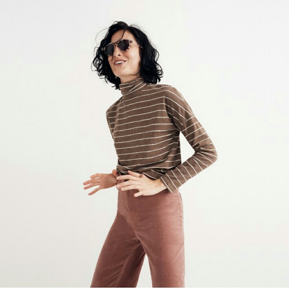 NWT Madewell boxy turtleneck top in stripe